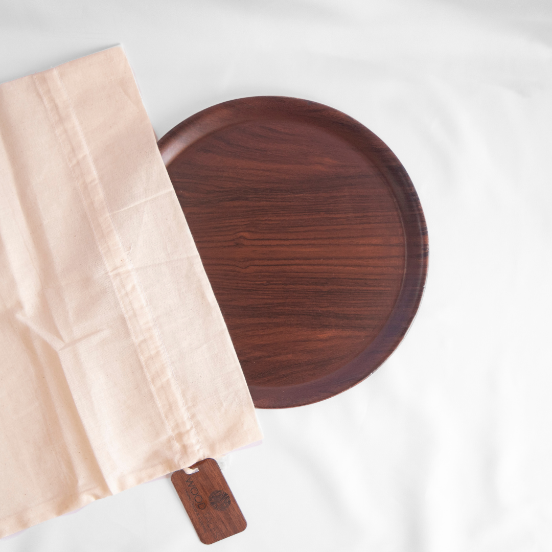 Natives Round Tray Rosewood - Natural Wood Round Serving Tray - Durable & Stylish for Everyday Use