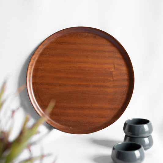 Natives Round Tray Mahogany - Eco-Friendly Round Wood Tray - Handmade for Modern Home Decor & Practical Use