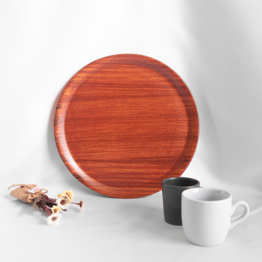 Natives Round Tray Padouk - Minimalist Wooden Round Tray - Ideal for Gifts, Dining, or Organizing