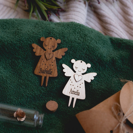 Christmas ornament Mystical Angel set with personalisation and Christmas Tunes  (NFC) (set of 2)