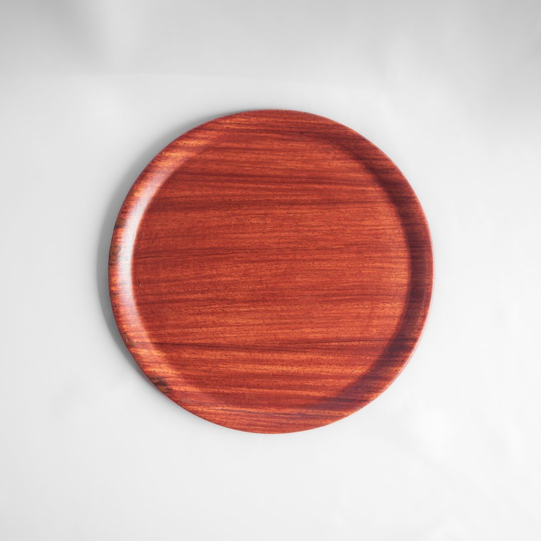 Natives Round Tray Padouk - Minimalist Wooden Round Tray - Ideal for Gifts, Dining, or Organizing
