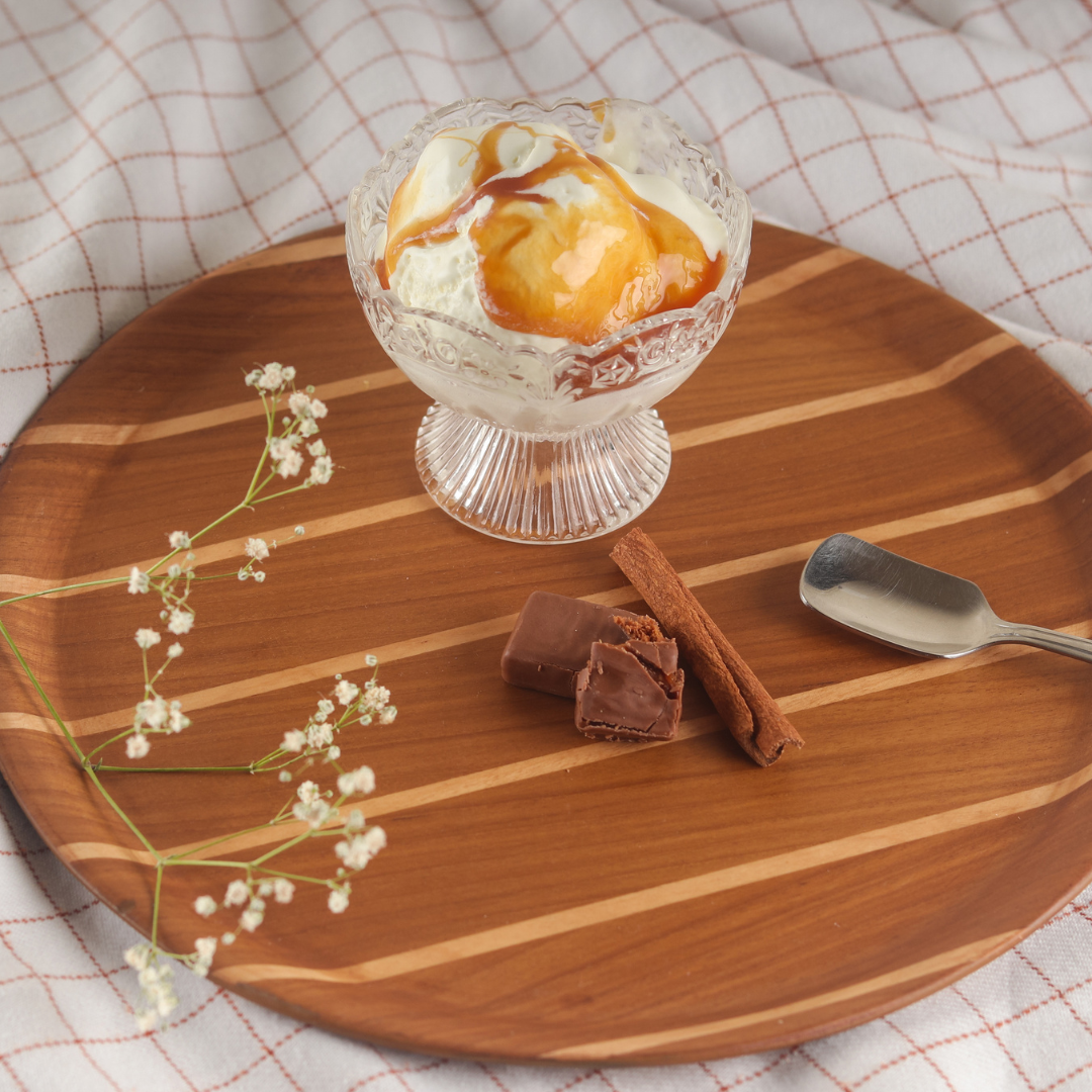 Round Teak Deck Tray - Farmhouse Round Wood Tray - Charming Addition to Your Dining or Coffee Table