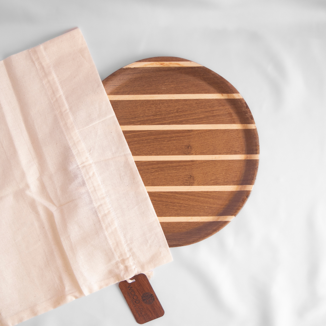 Round Teak Deck Tray - Farmhouse Round Wood Tray - Charming Addition to Your Dining or Coffee Table