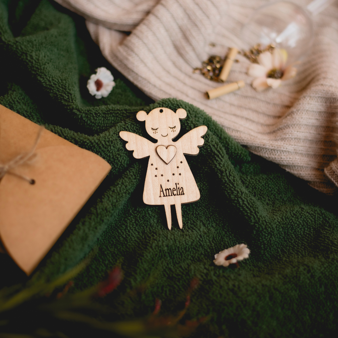 Christmas ornament Mystical Angel set with personalisation and Christmas Tunes (NFC) (set of 2)