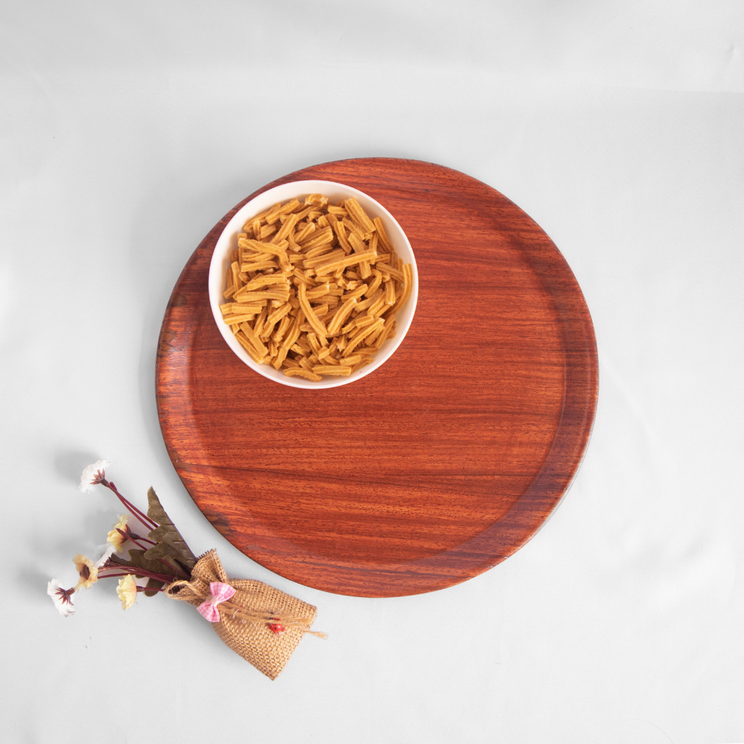 Natives Round Tray Padouk - Minimalist Wooden Round Tray - Ideal for Gifts, Dining, or Organizing