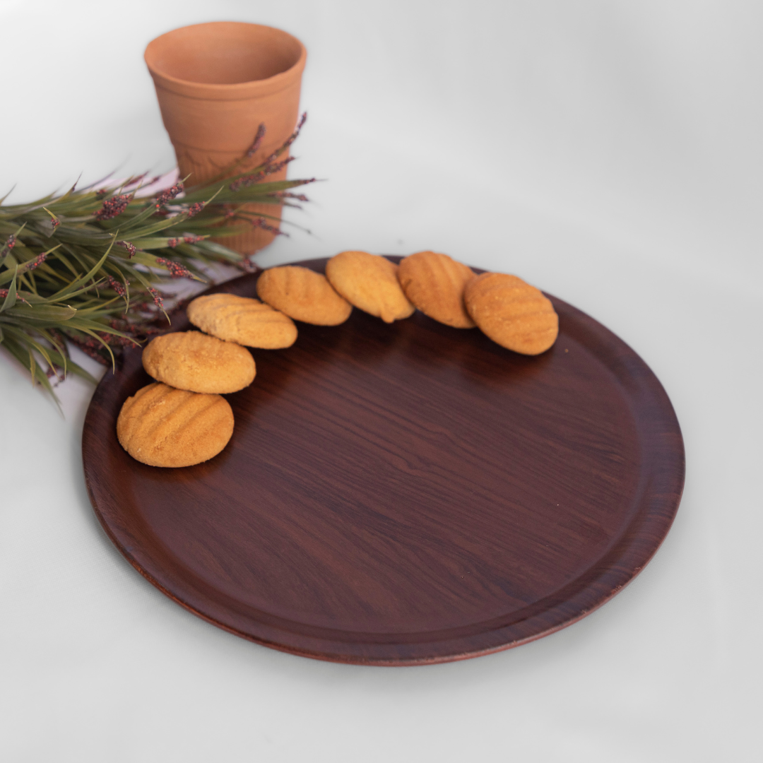 Natives Round Tray Rosewood - Natural Wood Round Serving Tray - Durable & Stylish for Everyday Use