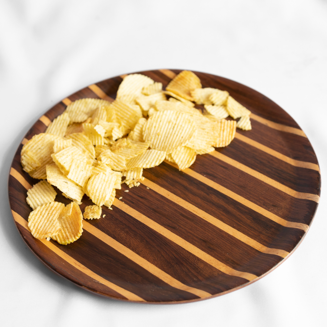 Native Round Deck Tray Rosewood - Vintage Style Wooden Round Tray - Perfect for Display, Serving, or Storage