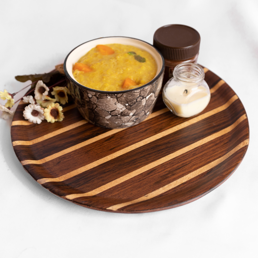 Native Round Deck Tray Rosewood - Vintage Style Wooden Round Tray - Perfect for Display, Serving, or Storage