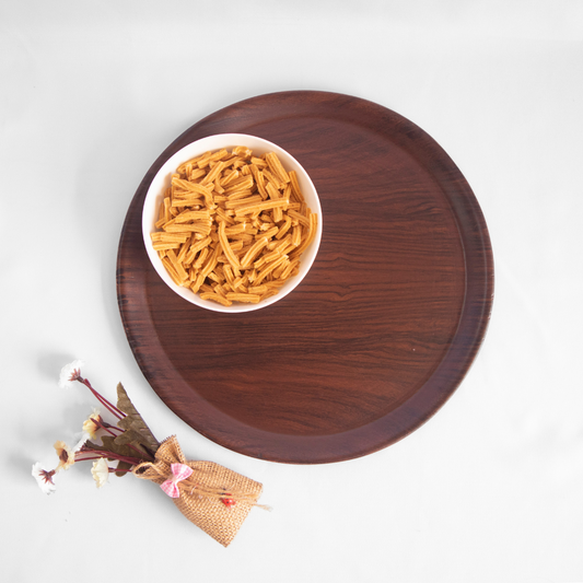 Natives Round Tray Rosewood - Natural Wood Round Serving Tray - Durable & Stylish for Everyday Use