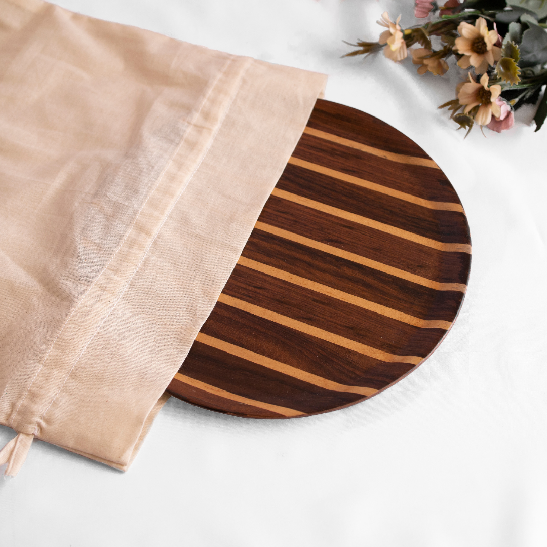 Native Round Deck Tray Rosewood - Vintage Style Wooden Round Tray - Perfect for Display, Serving, or Storage