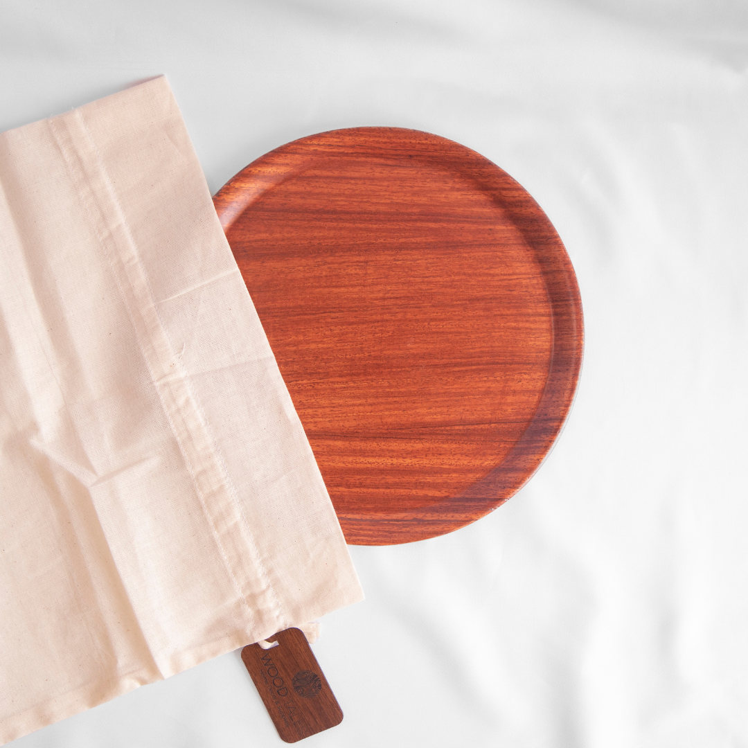 Natives Round Tray Padouk - Minimalist Wooden Round Tray - Ideal for Gifts, Dining, or Organizing