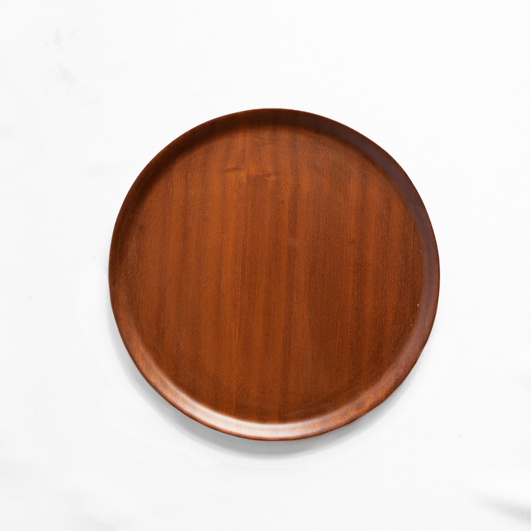 Natives Round Tray Mahogany - Eco-Friendly Round Wood Tray - Handmade for Modern Home Decor & Practical Use