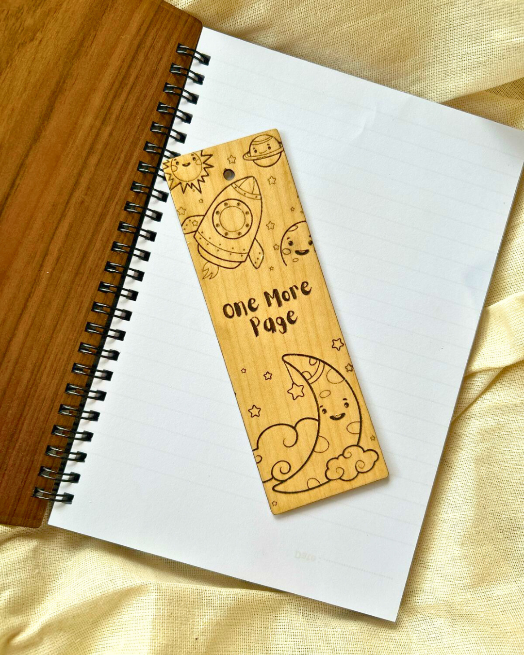 crescent moon, rocket & Planets Bookmark- Rustic handmade bookmark, natural engraved reading accessory for book lovers and readers (SET OF 3 ) By Wood Tales