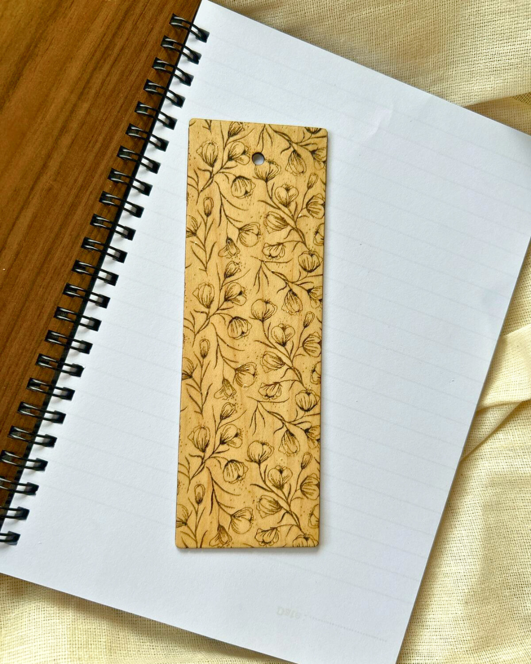Blooming Beauty Woden Bookmark- Rustic handmade bookmark, natural engraved reading accessory for book lovers and readers (SET OF 3) By Wood Tales