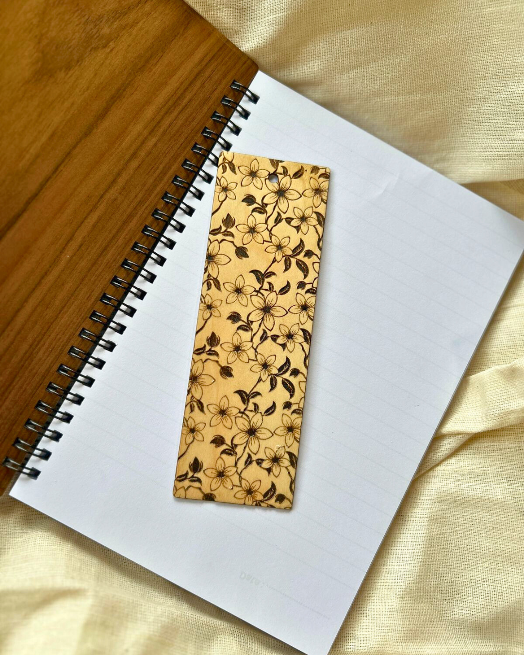 Blossom Woden Bookmark- Rustic handmade bookmark, natural engraved reading accessory for book lovers and readers (SET OF 3) By Wood Tales