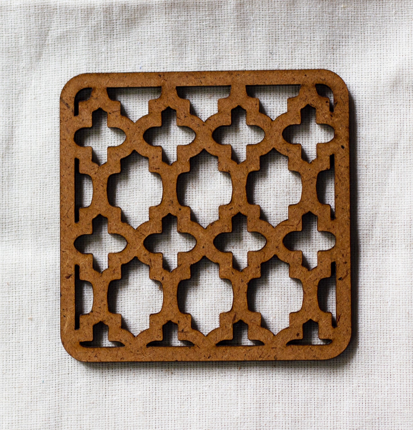 Marrakkech Coasters (set of 6) - Net Coasters (set of 6) - Upcycled Rustic Hardboard Tea Coaster Set of 6 – Sustainable, Eco-Friendly, Water-Absorbent Coasters, No Adhesives, Reclaimed Wood Home Decor
