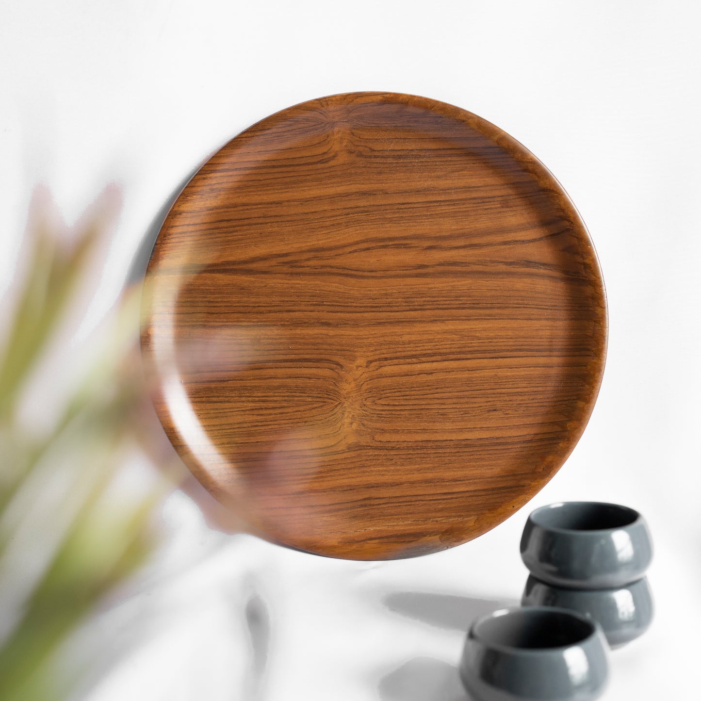 Natives Round Tray Teak - Rustic Round Wood Tray - Perfect for Coffee Tables, Breakfast in Bed, or Entertaining