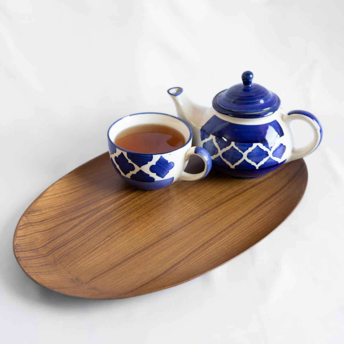 Teak Oval Tray - Solid Wood oval Tray - Versatile & Sustainable for Kitchen, Living Room or bedroom