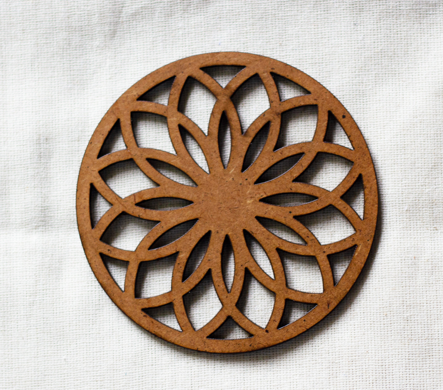 Rangoli Coaster (set of 6) - Upcycled Rustic Hardboard Tea Coaster Set of 6 – Sustainable, Eco-Friendly, Water-Absorbent Coasters, No Adhesives, Reclaimed Wood Home Decor