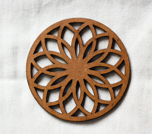 Rangoli Coaster (set of 6) -  Upcycled Rustic Hardboard Tea Coaster Set of 6 – Sustainable, Eco-Friendly, Water-Absorbent Coasters, No Adhesives, Reclaimed Wood Home Decor