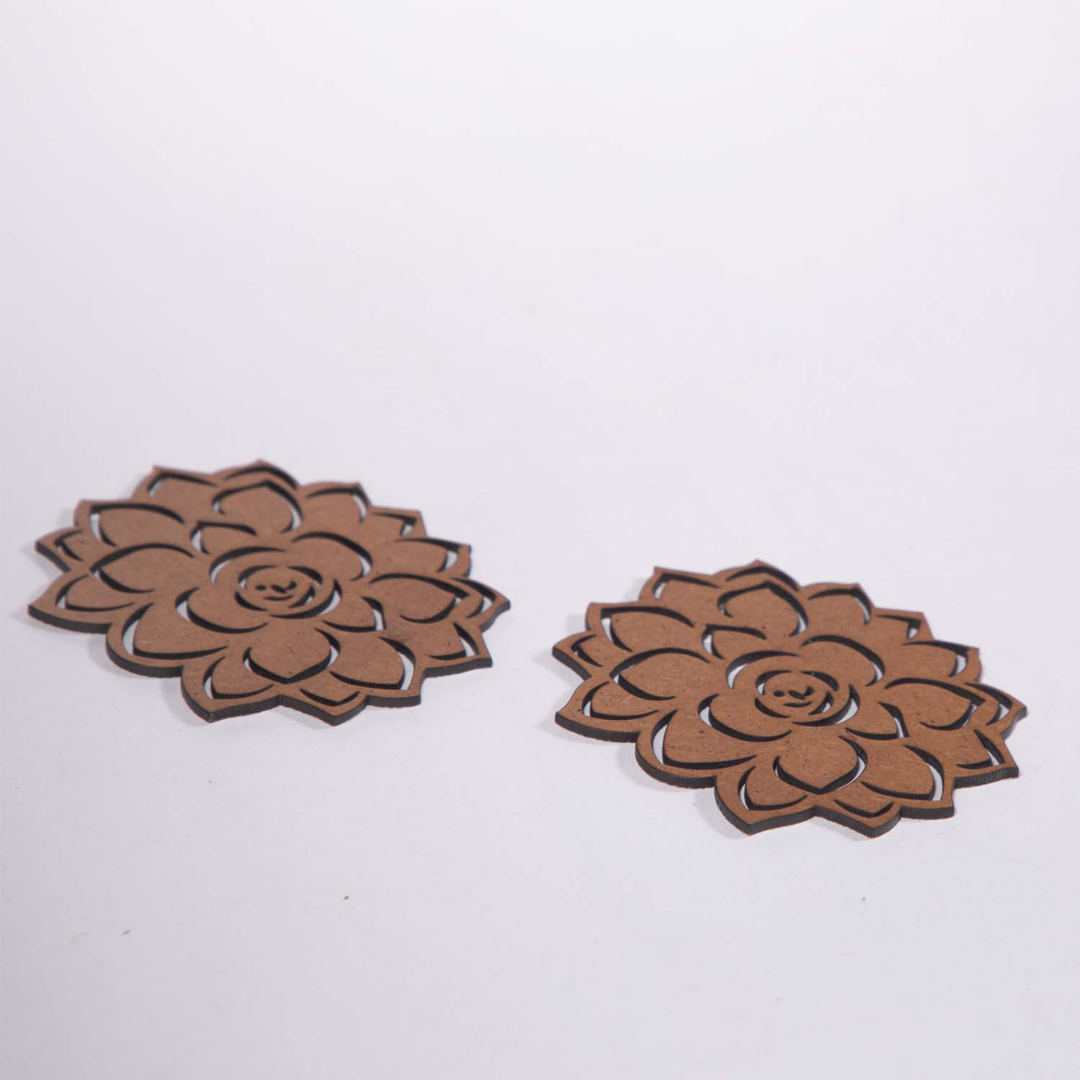 Lotus Coaster (Set of 6) - Upcycled Rustic Hardboard Tea Coaster Set of 6 – Sustainable, Eco-Friendly, Water-Absorbent Coasters, No Adhesives, Reclaimed Wood Home Decor