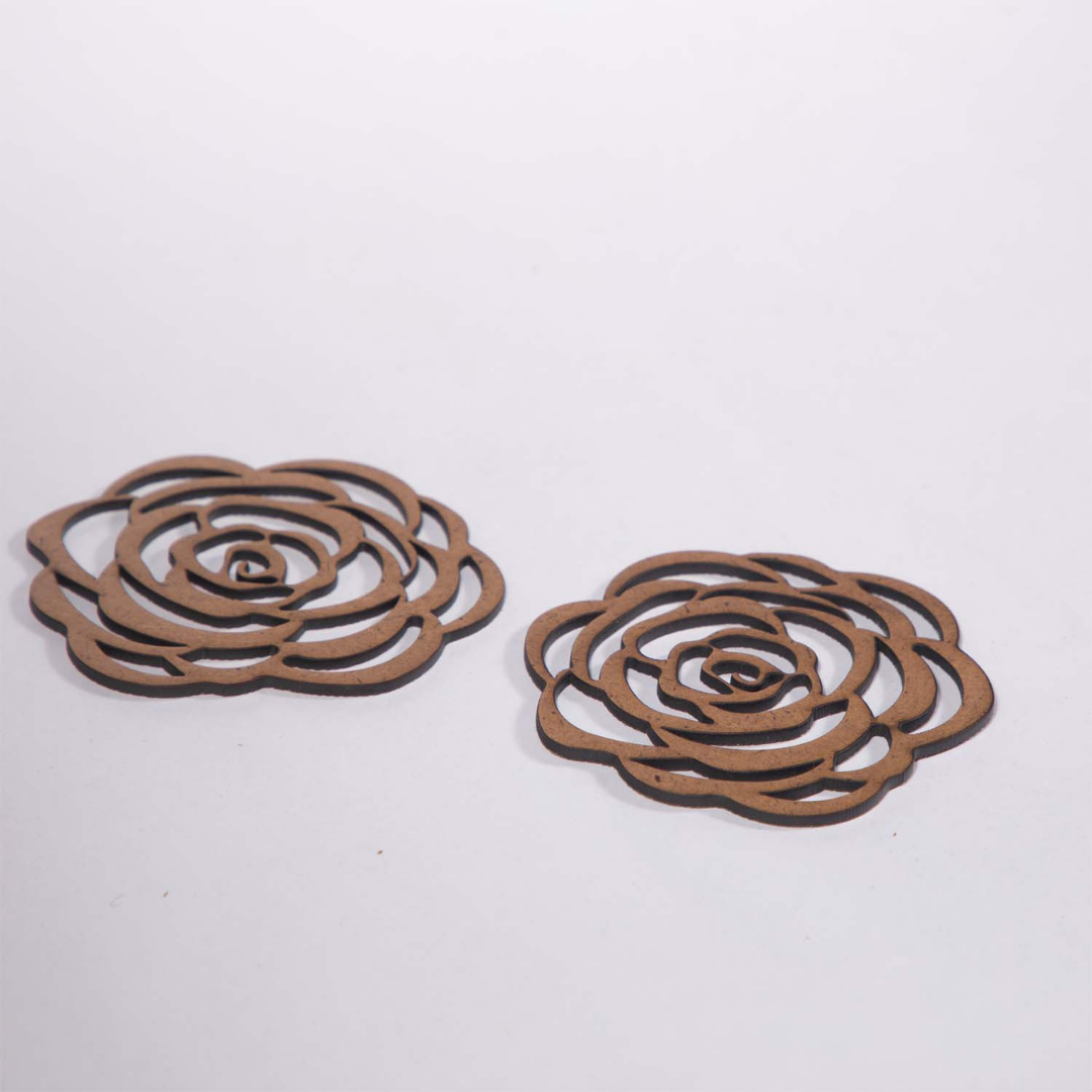 Rose Coaster (Set of 6) - Upcycled Rustic Hardboard Tea Coaster Set of 6 – Sustainable, Eco-Friendly, Water-Absorbent Coasters, No Adhesives, Reclaimed Wood Home Decor