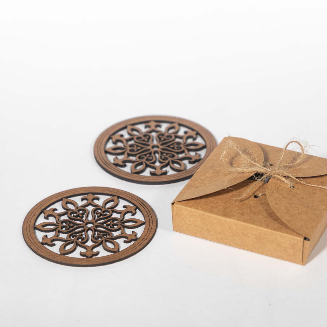 Snowflake Coaster (Set of 6) - Upcycled Rustic Hardboard Tea Coaster Set of 6 – Sustainable, Eco-Friendly, Water-Absorbent Coasters, No Adhesives, Reclaimed Wood Home Decor