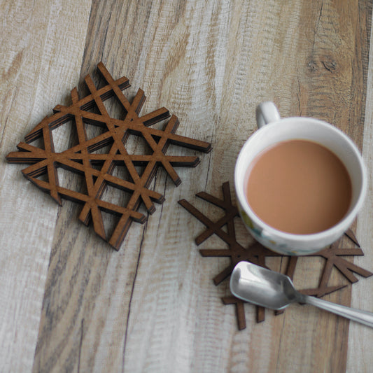 Square Mesh Coaster (Set of 6) -Upcycled Rustic Hardboard Tea Coaster Set of 6 – Sustainable, Eco-Friendly, Water-Absorbent Coasters, No Adhesives, Reclaimed Wood Home Decor