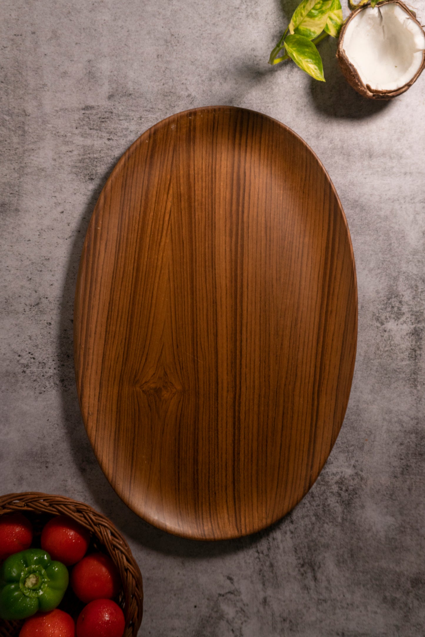 Teak Oval Tray - Solid Wood oval Tray - Versatile & Sustainable for Kitchen, Living Room or bedroom