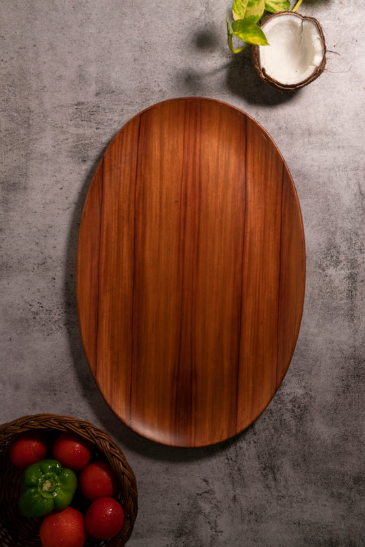 Padouk Oval Tray - Handcrafted Wooden Oval Tray - Natural Wood Serving Tray for Home Decor & Entertaining
