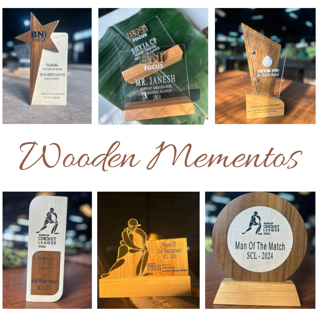 "Wooden Mementos: Timeless Trophies of Achievement