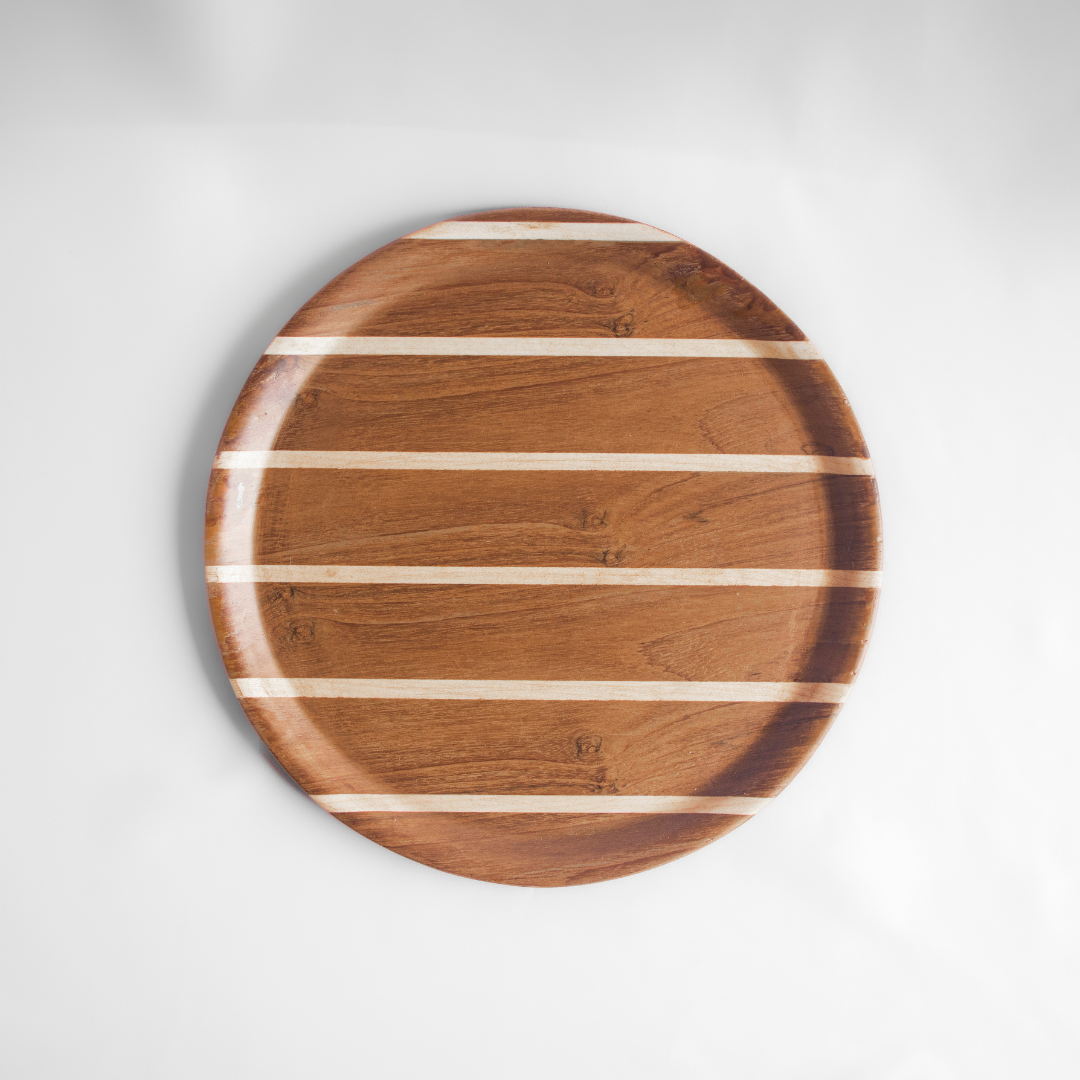 Round Teak Deck Tray