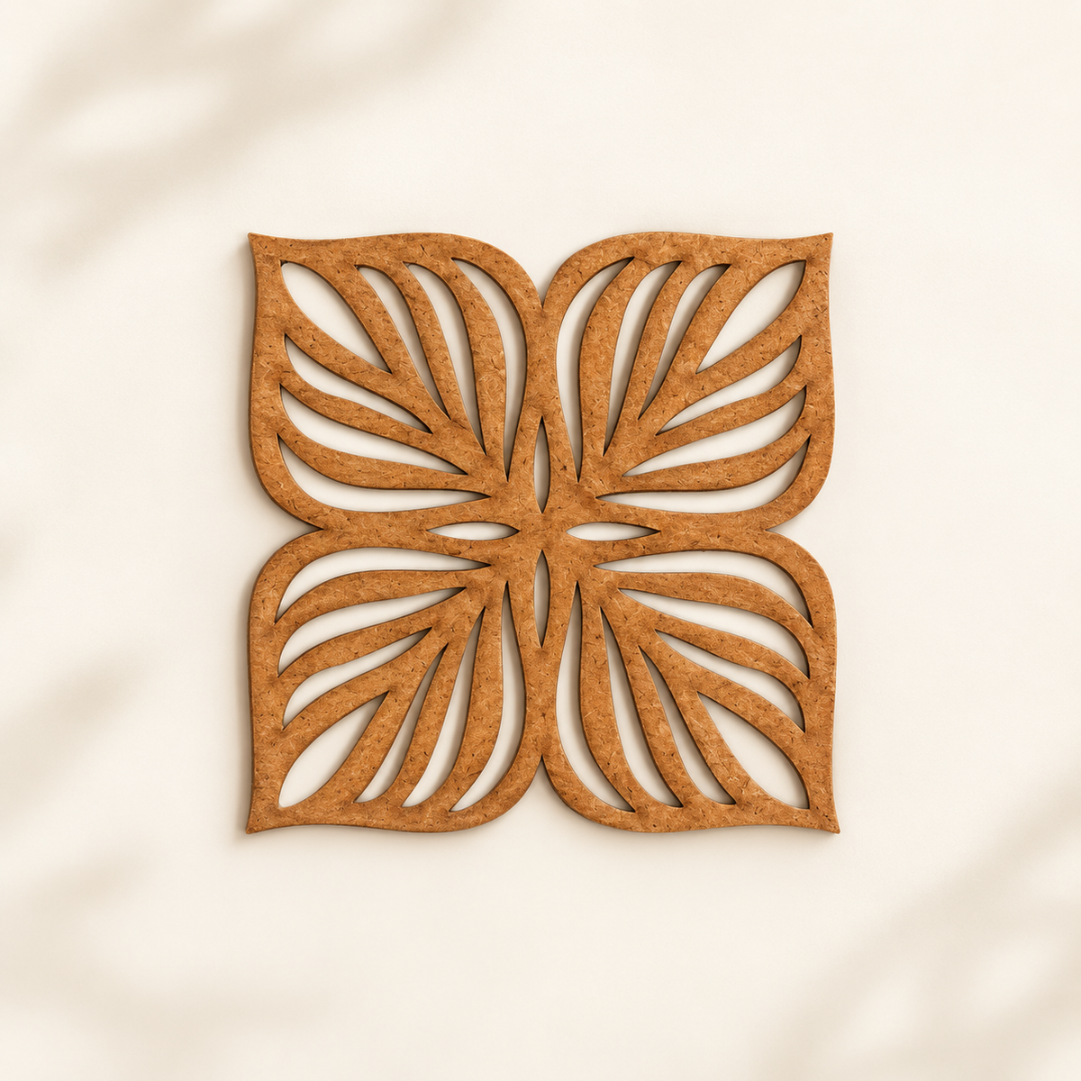 4 Leaf Coaster (Set of 6) -  Upcycled Rustic Hardboard Tea Coaster Set of 6 – Sustainable, Eco-Friendly, Water-Absorbent Coasters, No Adhesives, Reclaimed Wood Home Decor