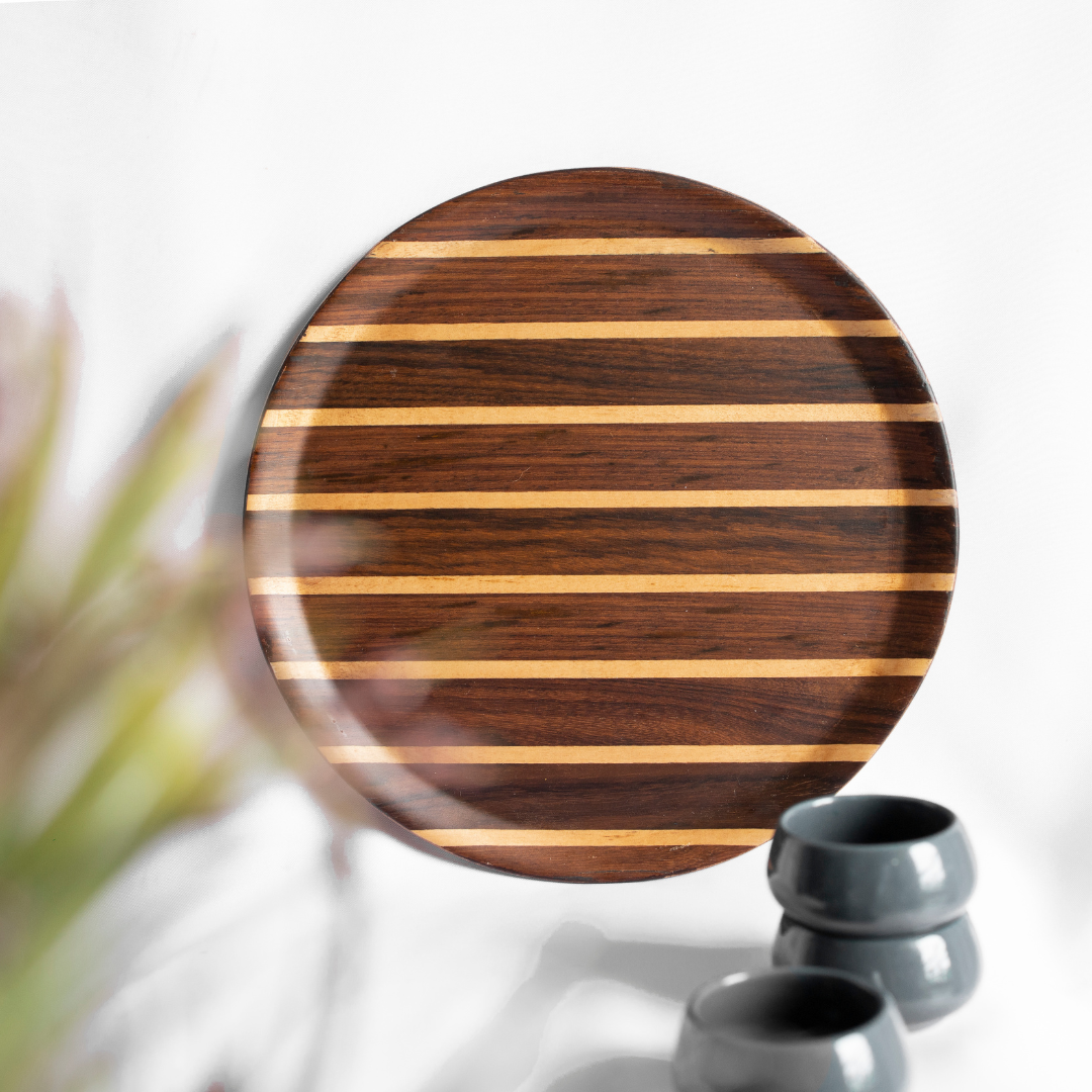 Native Round Deck Tray Rosewood