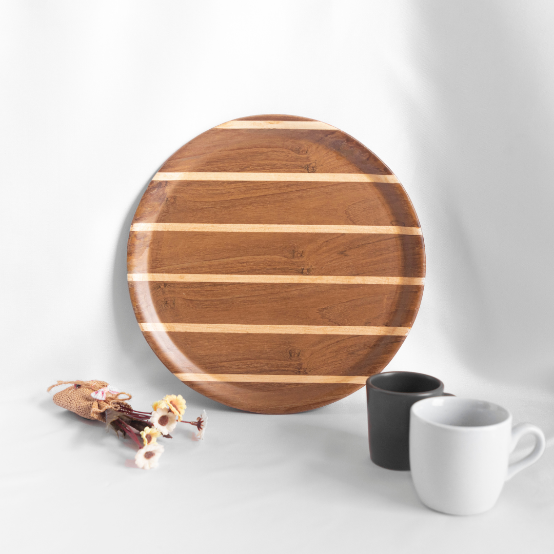 Round Teak Deck Tray