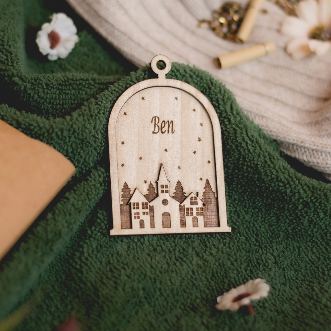 Foresty Christmas Trinkets with personalisation (set of 4)