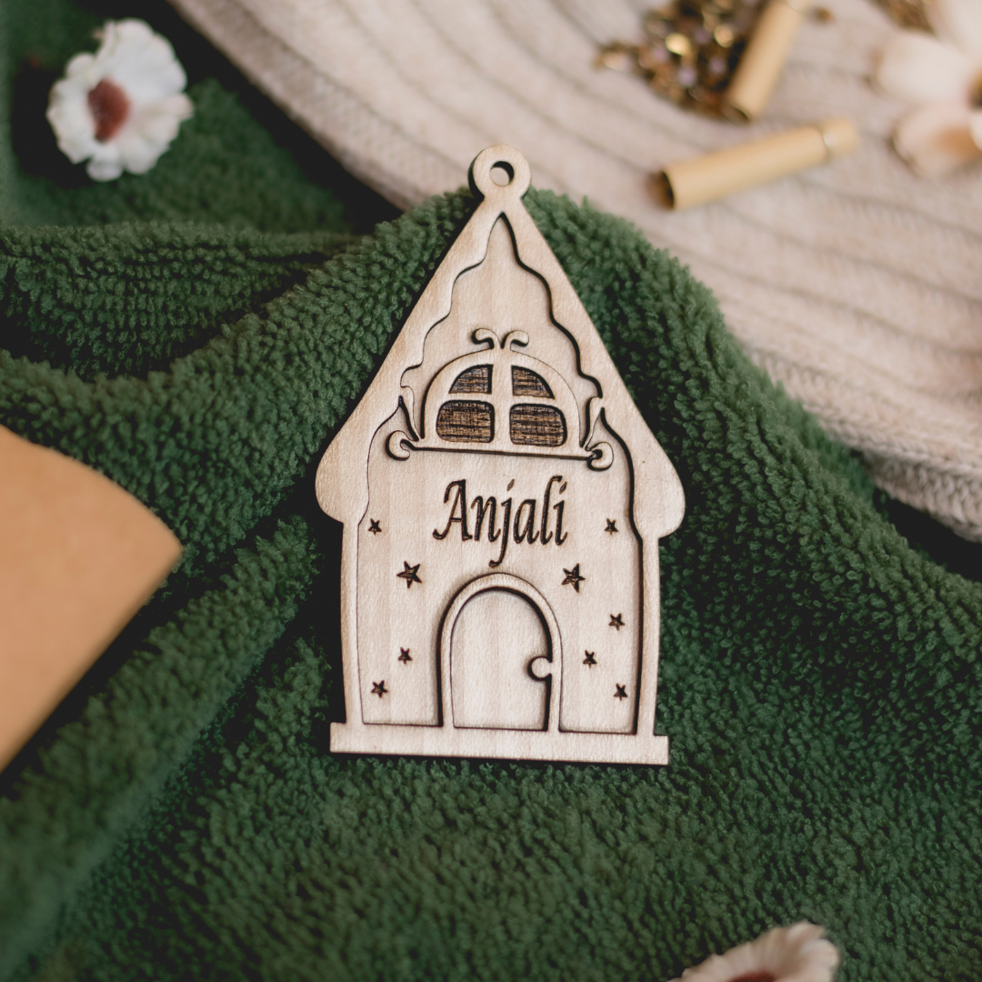 Foresty Christmas Trinkets with personalisation (set of 4)