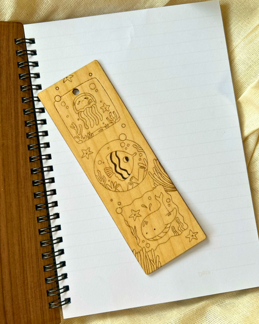 Whale, octopus & Sea Elements Bookmark- Rustic handmade bookmark, natural engraved reading accessory for book lovers and readers (SET OF 3 ) By Wood Tales
