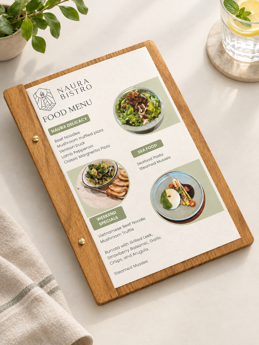 Wooden Menu Binder