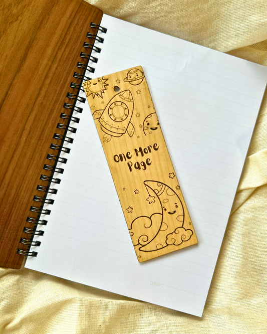 crescent moon, rocket & Planets Bookmark- Rustic handmade bookmark, natural engraved reading accessory for book lovers and readers (SET OF 3 ) By Wood Tales