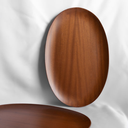 Mahogany Oval Tray - Farmhouse Oval Wood Tray - Charming Addition to Your Dining or Coffee Table