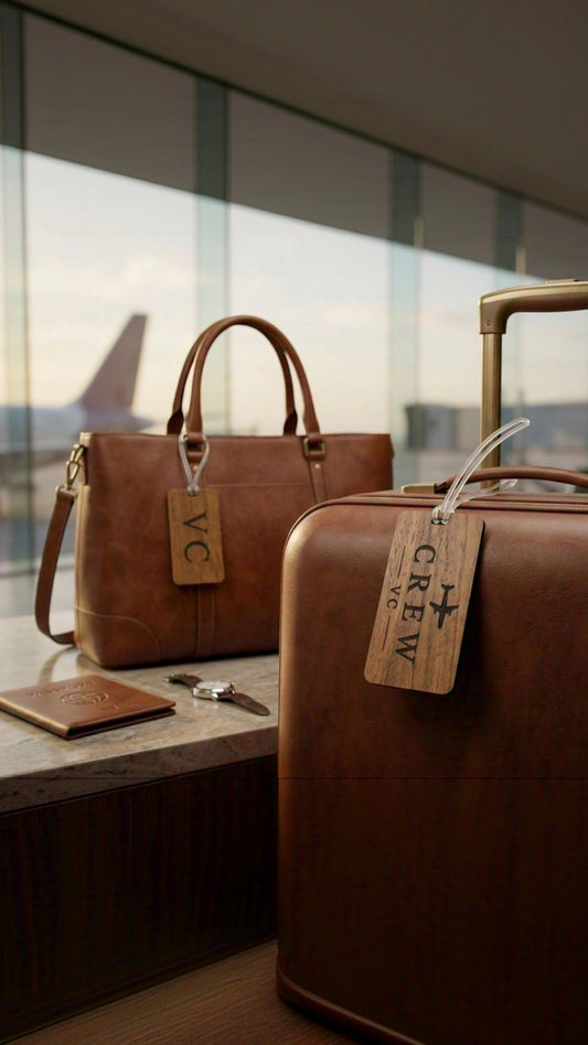 Teak Wooden Personalised/Branded/logo engraved Luggage tags (set of 2)