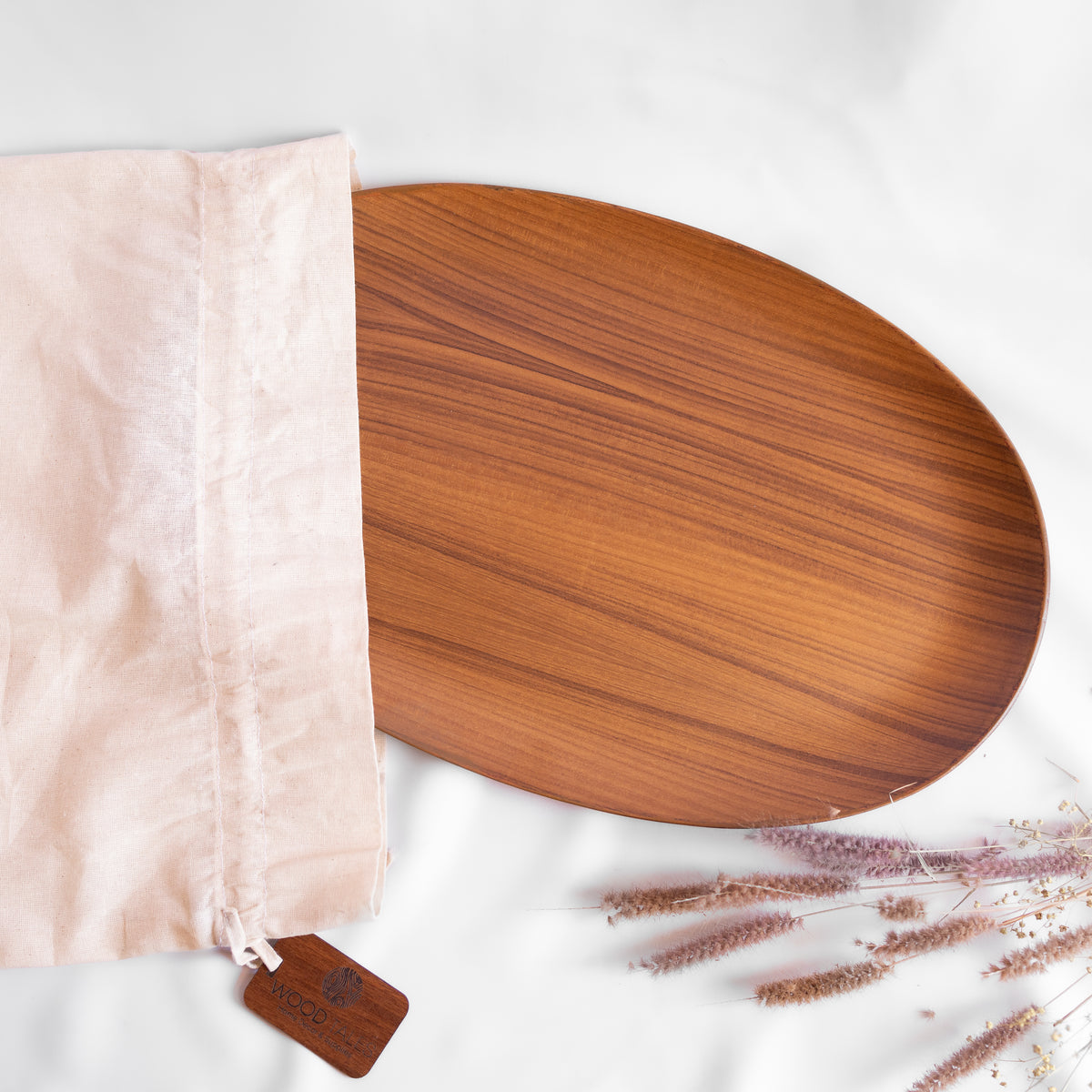 Teak Oval Tray - Solid Wood oval Tray - Versatile & Sustainable for Kitchen, Living Room or bedroom