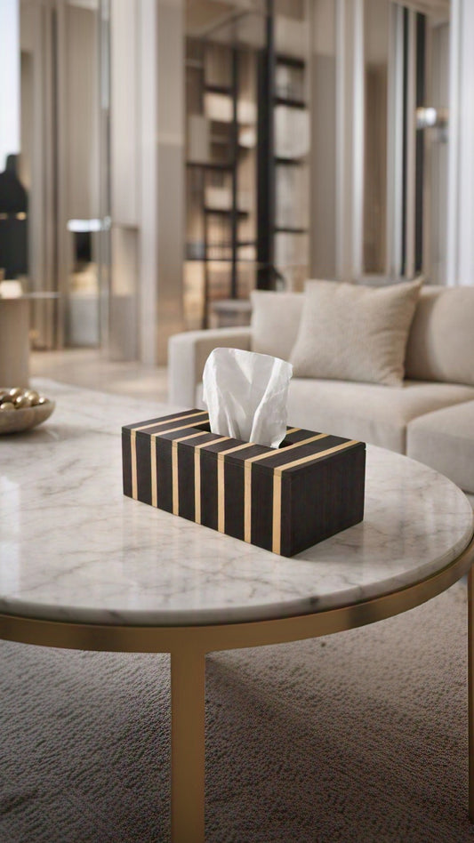 Premium Wooden Striped Tissue Box – Minimalist Luxury Home Décor, Rosewood deck, perfect for home, office, Restaurant