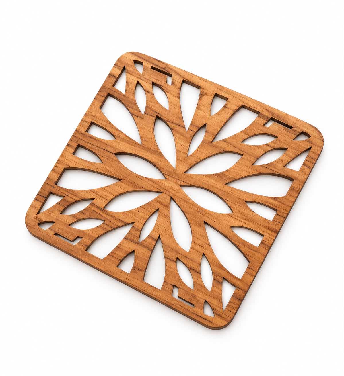 Tea Time Series - The Floral Harmony Edit  (Padouk Oval Tray, Flowery Coasters(set of 6) and Flowery Trivets (Set of 4)
