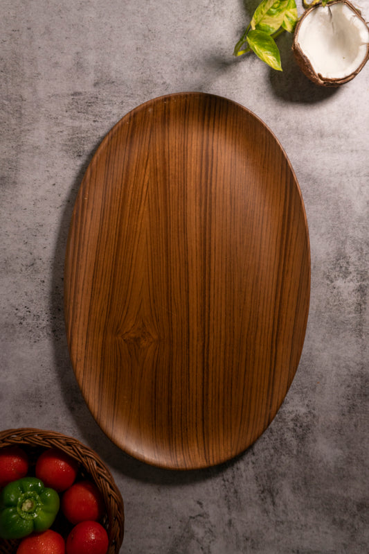 Teak Oval Tray - Solid Wood oval Tray - Versatile & Sustainable for Kitchen, Living Room or bedroom