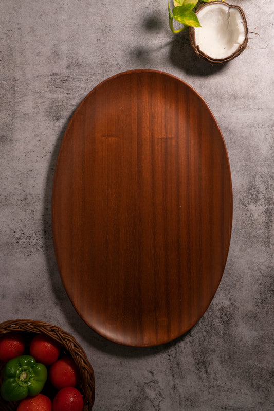 Mahogany Oval Tray - Farmhouse Oval Wood Tray - Charming Addition to Your Dining or Coffee Table
